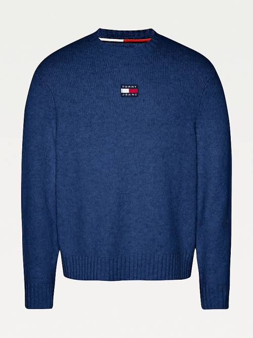 Tommy Hilfiger Tommy Badge Jumper Pulóverek Férfi Kék | TH531PSX