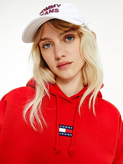 Tommy Hilfiger Tommy Badge Kapucnis Pulóver Női Piros | TH349PLV