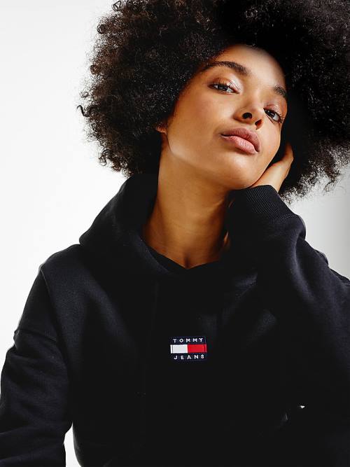 Tommy Hilfiger Tommy Badge Kapucnis Pulóver Női Fekete | TH409LTB