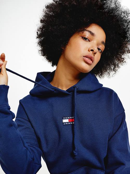 Tommy Hilfiger Tommy Badge Kapucnis Pulóver Női Kék | TH791WCR