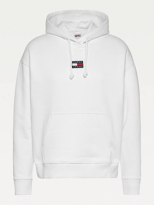 Tommy Hilfiger Tommy Badge Kapucnis Pulóver Női Fehér | TH840LWE