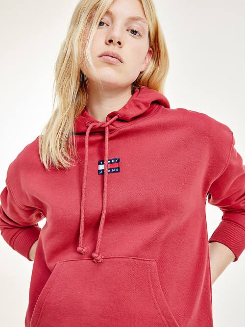 Tommy Hilfiger Tommy Badge Kapucnis Pulóver Női Piros | TH972XCO