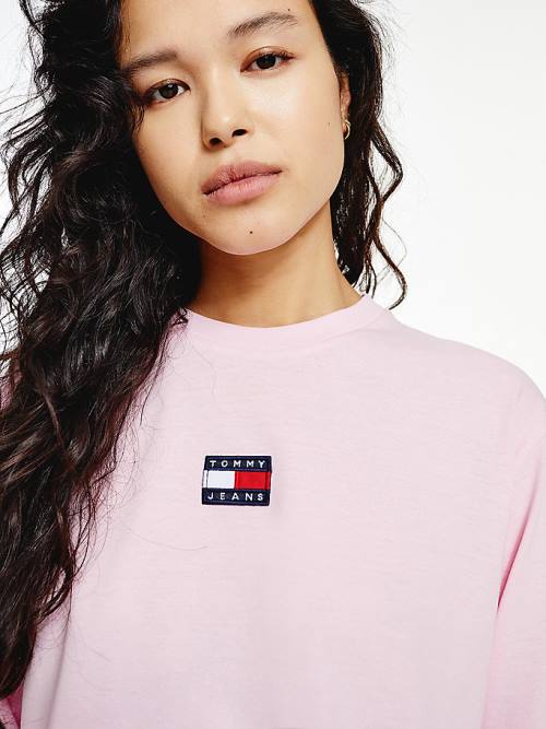 Tommy Hilfiger Tommy Badge Long Sleeve Póló Női Rózsaszín | TH012GAK