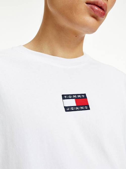 Tommy Hilfiger Tommy Badge Long Sleeve Póló Férfi Fehér | TH027CBG