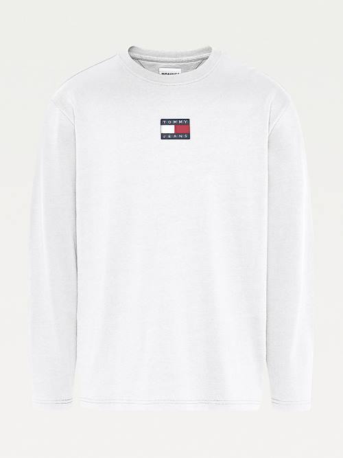 Tommy Hilfiger Tommy Badge Long Sleeve Póló Férfi Fehér | TH027CBG