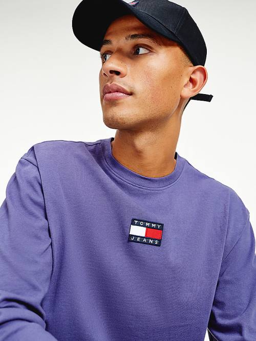 Tommy Hilfiger Tommy Badge Long Sleeve Póló Férfi Kék | TH175MVA