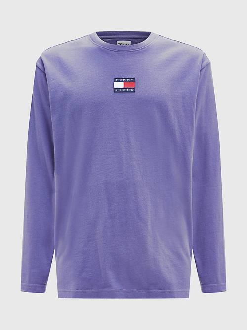 Tommy Hilfiger Tommy Badge Long Sleeve Póló Férfi Kék | TH175MVA