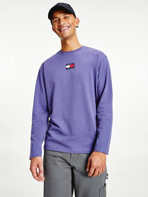 Tommy Hilfiger Tommy Badge Long Sleeve Póló Férfi Kék | TH175MVA