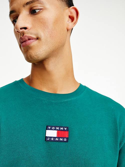 Tommy Hilfiger Tommy Badge Long Sleeve Póló Férfi Zöld | TH247OTA