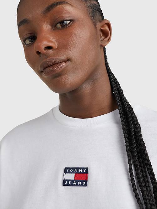 Tommy Hilfiger Tommy Badge Long Sleeve Póló Női Fehér | TH298CEF