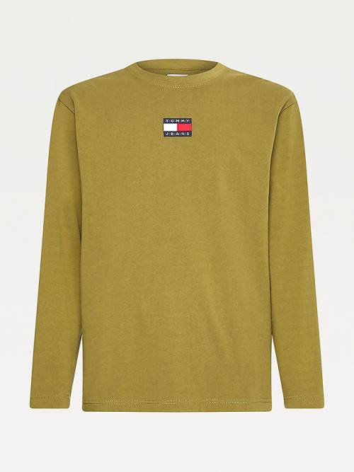 Tommy Hilfiger Tommy Badge Long Sleeve Póló Férfi Zöld | TH308CXL