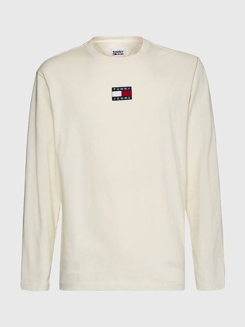 Tommy Hilfiger Tommy Badge Long Sleeve Póló Férfi Fehér | TH826SUI