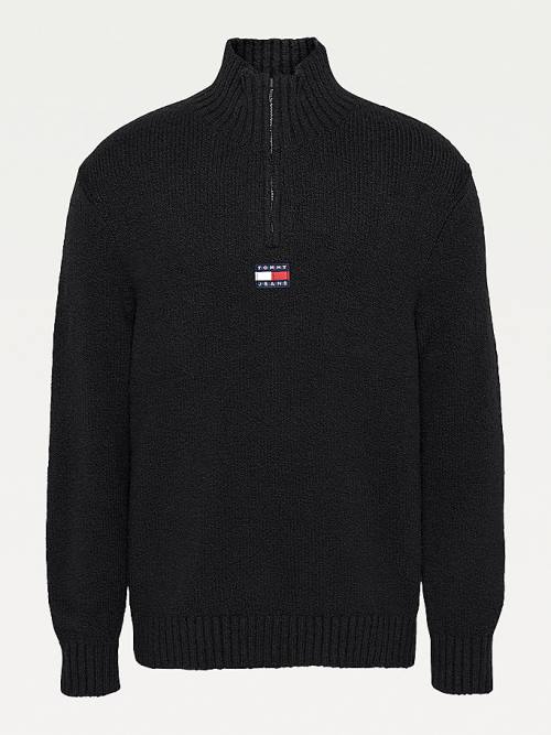 Tommy Hilfiger Tommy Badge Mock Turtleneck Jumper Pulóverek Férfi Fekete | TH154HCE