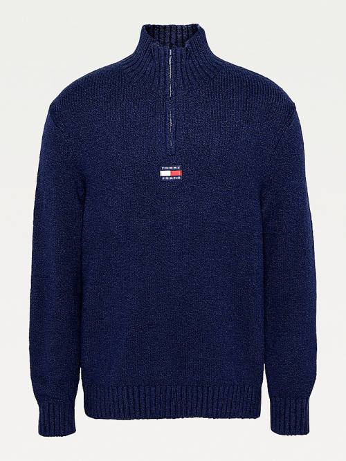 Tommy Hilfiger Tommy Badge Mock Turtleneck Jumper Pulóverek Férfi Kék | TH508BRS