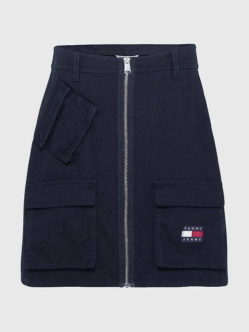 Tommy Hilfiger Tommy Badge Multi-Pocket Mini Szoknya Női Fekete | TH745QFV