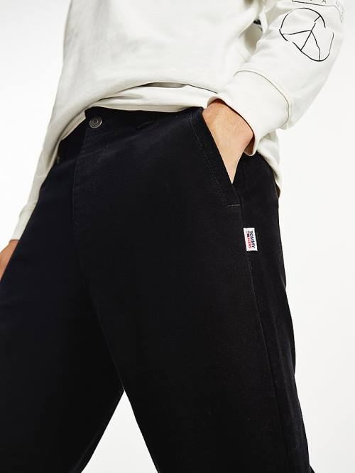 Tommy Hilfiger Tommy Badge Organic Pamut Relaxed Chinos Nadrág Férfi Fekete | TH361IKM