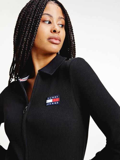 Tommy Hilfiger Tommy Badge Organic Pamut Polo Ruha Női Fekete | TH415LSC