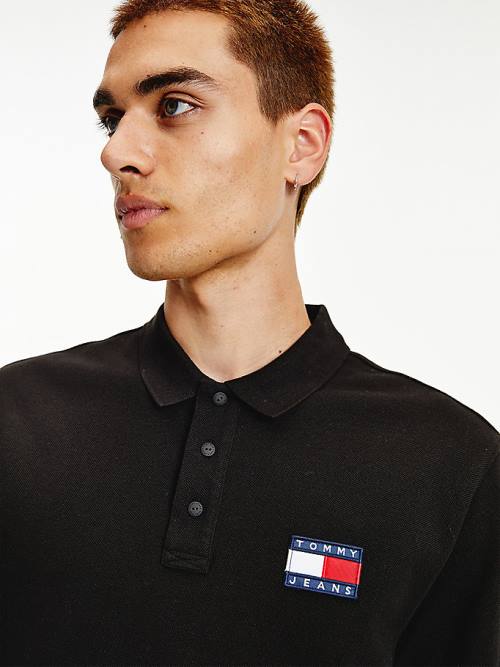 Tommy Hilfiger Tommy Badge Organic Pamut Póló Férfi Fekete | TH463SEJ