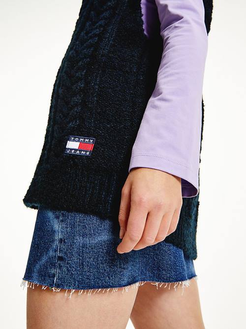 Tommy Hilfiger Tommy Badge Oversized Knitted Vest Pulóverek Női Kék | TH749TFV