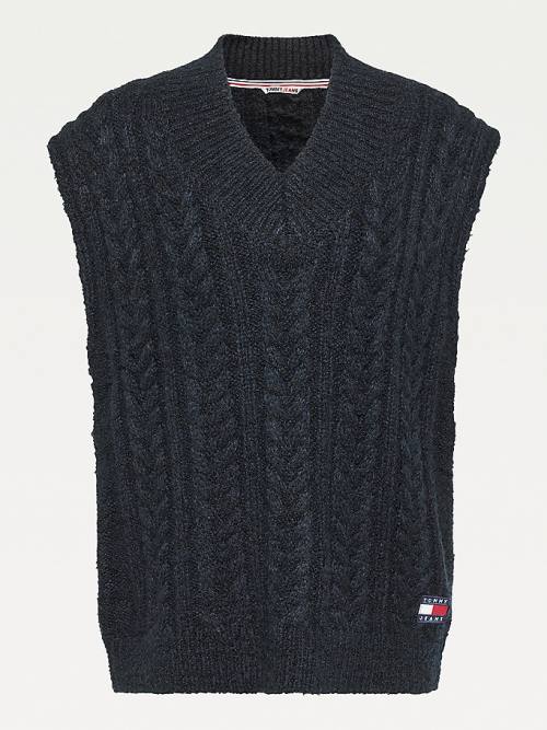 Tommy Hilfiger Tommy Badge Oversized Knitted Vest Pulóverek Női Kék | TH749TFV