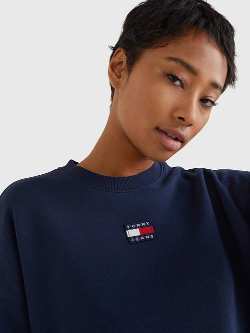 Tommy Hilfiger Tommy Badge Pulóver Ruha Női Kék | TH781ZQP