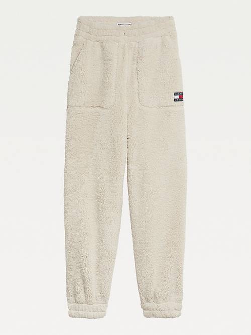 Tommy Hilfiger Tommy Badge Relaxed Fit Fleece Joggers Nadrág Női Bézs | TH641JUD