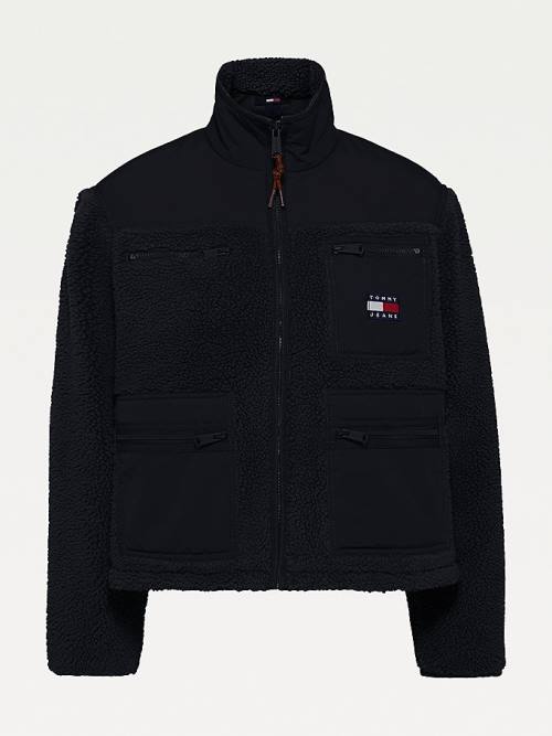 Tommy Hilfiger Tommy Badge Sherpa Pocket Kabát Női Fekete | TH831WDF