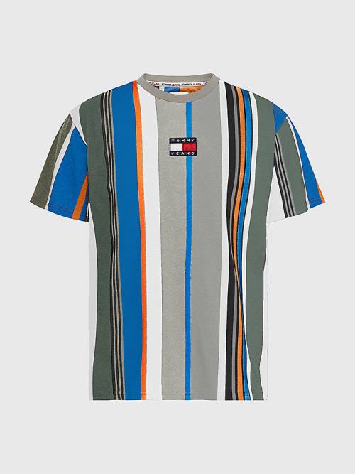 Tommy Hilfiger Tommy Badge Stripe Póló Férfi Szürke | TH728QBX