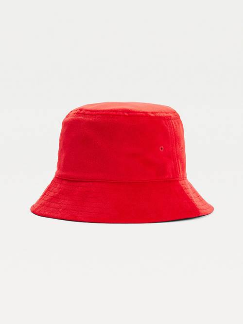 Tommy Hilfiger Tommy Badge Velvet Bucket Kalap Női Piros | TH483CNI