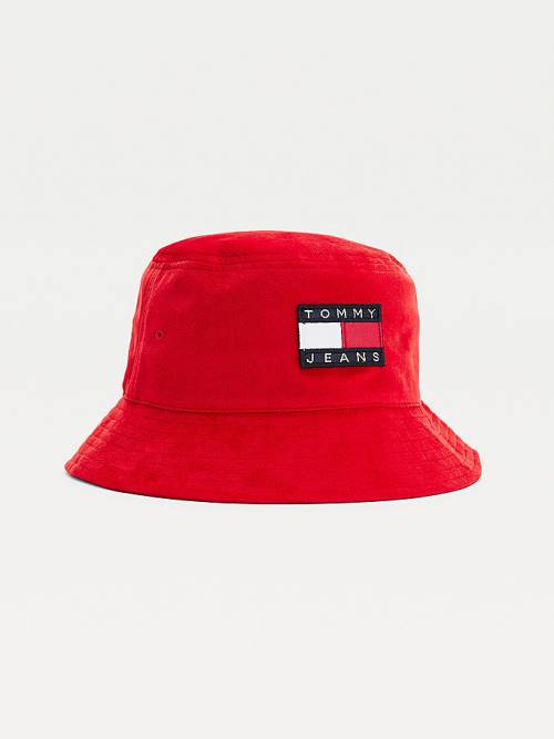 Tommy Hilfiger Tommy Badge Velvet Bucket Kalap Női Piros | TH483CNI