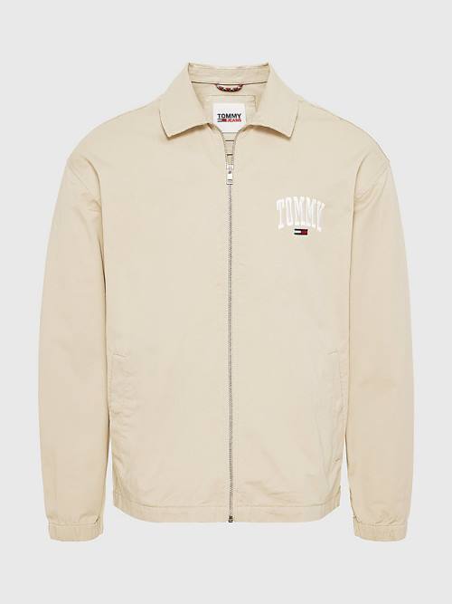 Tommy Hilfiger Tommy Embroidery Organic Pamut Zip-Thru Kabát Férfi Bézs | TH329KPJ