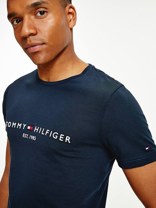 Tommy Hilfiger Tommy Hilfiger Logo Póló Férfi Kék | TH684IKD