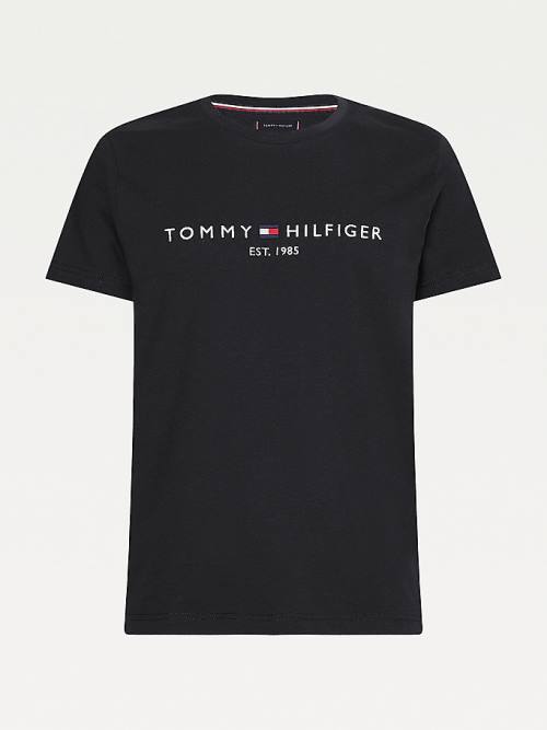 Tommy Hilfiger Tommy Hilfiger Logo Póló Férfi Fekete | TH795YCP