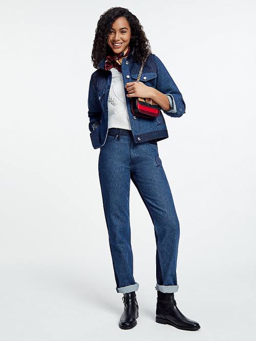 Tommy Hilfiger Tommy Icons Contrast Denim Kabát Női Denim | TH850ZUH