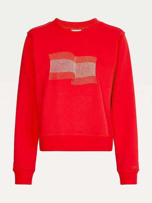 Tommy Hilfiger Tommy Icons Crew Neck Pulóver Női Piros | TH015VEL