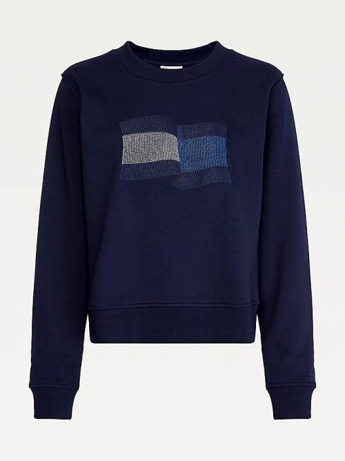 Tommy Hilfiger Tommy Icons Crew Neck Pulóver Női Kék | TH713XEW