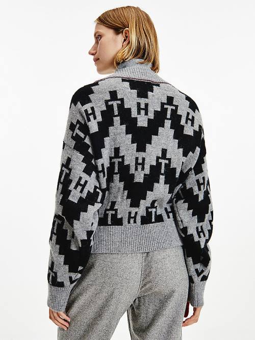 Tommy Hilfiger Tommy Icons Fair Isle Cardigan Pulóverek Női Szürke | TH436EMC