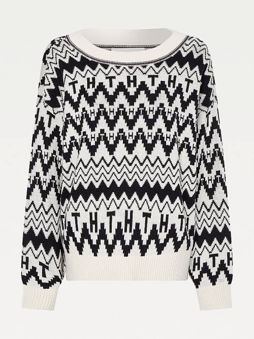 Tommy Hilfiger Tommy Icons Fair Isle Jumper Pulóverek Női Fehér | TH526BMV