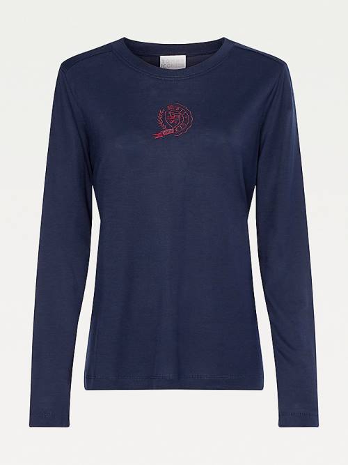 Tommy Hilfiger Tommy Icons Long Sleeve Póló Női Kék | TH948YLN