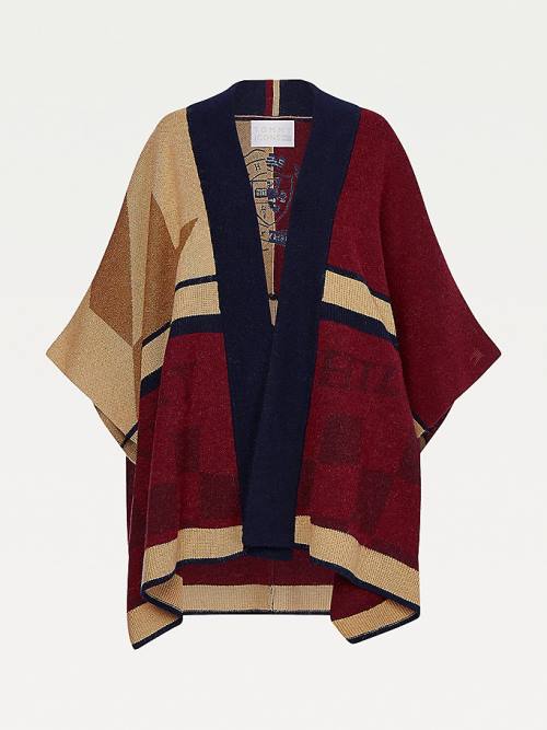 Tommy Hilfiger Tommy Icons Oversized Open Cape Pulóverek Női Bézs | TH803TAR