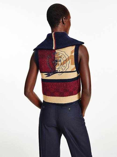 Tommy Hilfiger Tommy Icons Patchwork Vest Pulóverek Női Bézs | TH218OMP