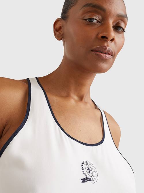 Tommy Hilfiger Tommy Icons Silk Racerback Tank Top Ingek Női Fehér | TH791YPT