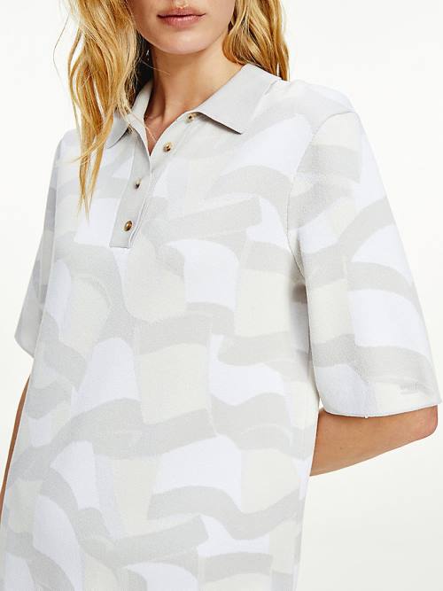 Tommy Hilfiger Tommy Icons Viscose Polo Midi Ruha Női Fehér | TH673CMF