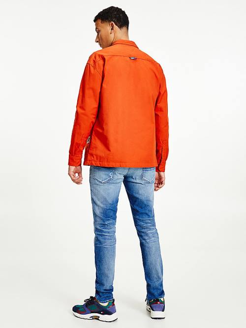 Tommy Hilfiger Tommy Jeans Tech Organic Pamut Twill Overshirt Ingek Férfi Piros | TH943XBO