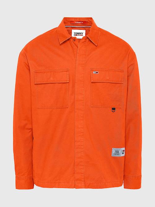 Tommy Hilfiger Tommy Jeans Tech Organic Pamut Twill Overshirt Ingek Férfi Piros | TH943XBO