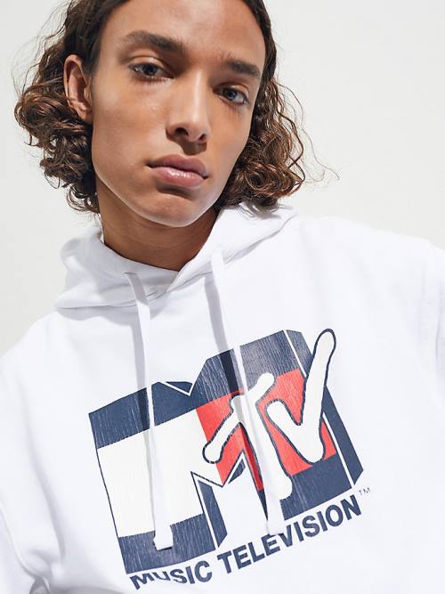 Tommy Hilfiger Tommy Jeans X MTV Kapucnis Pulóver Férfi Fehér | TH140JPE