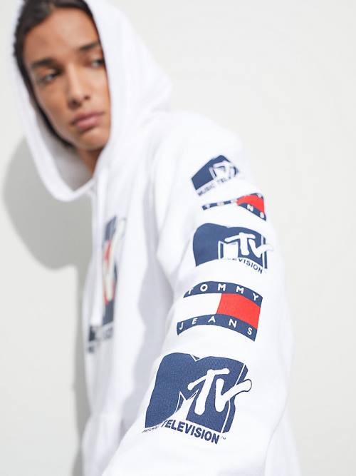 Tommy Hilfiger Tommy Jeans X MTV Kapucnis Pulóver Férfi Fehér | TH140JPE