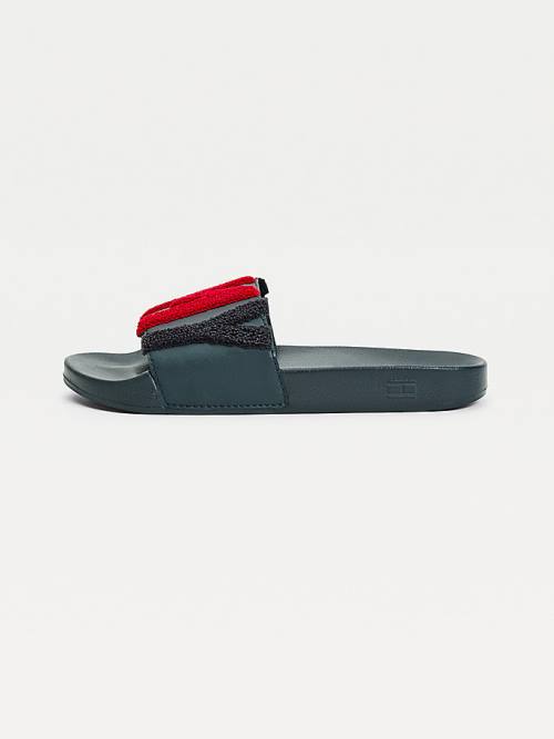 Tommy Hilfiger Tommy Lettering Pool Slides Szandál Női Kék | TH870NHO