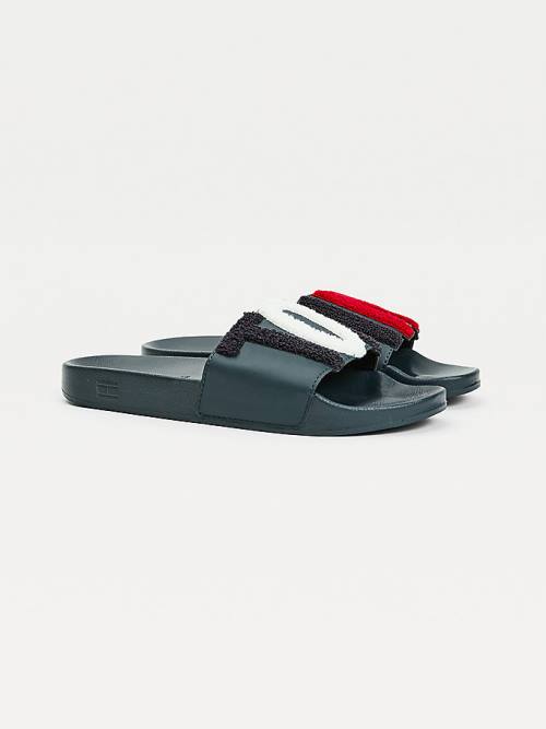 Tommy Hilfiger Tommy Lettering Pool Slides Szandál Női Kék | TH870NHO