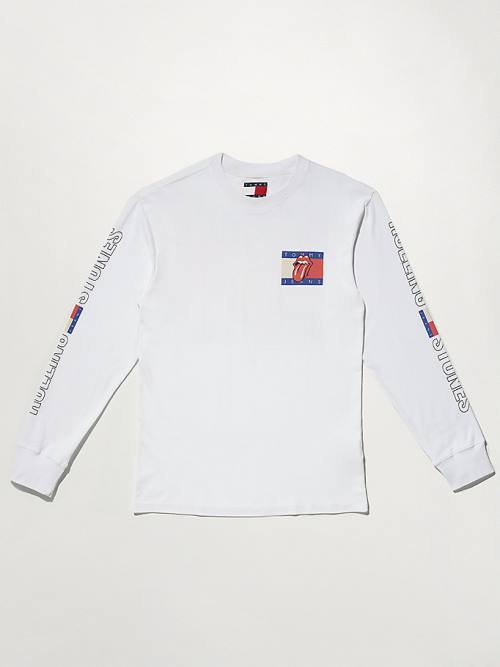 Tommy Hilfiger Tommy Revisited Long Sleeve Rolling Stones Póló Férfi Fehér | TH610WYT